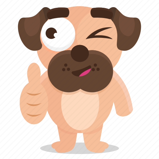 Dog, emoji, emoticon, pug, sticker, thumbs, up icon - Download on Iconfinder