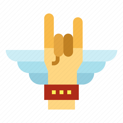 Hand, music, rock, wing icon - Download on Iconfinder