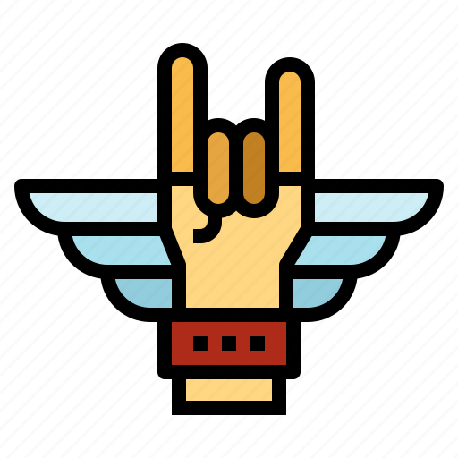 Hand, music, rock, wing icon - Download on Iconfinder