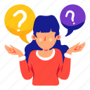 confused, choices, woman, question, questions, stickers, sticker 