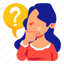 woman, questions, stickers, sticker 