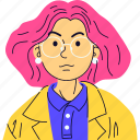 quirky, avatars, lined, vibrant, colorful, portrait, doodle, cartoon, girl