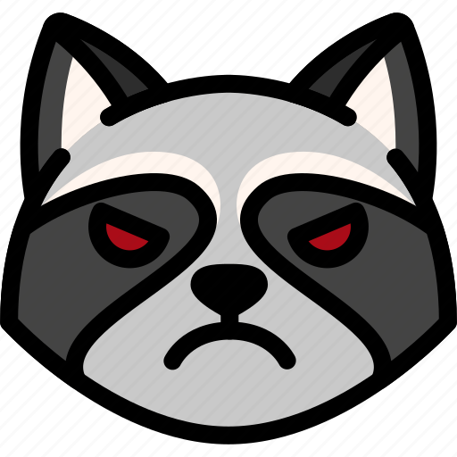 Angry, emoji, emotion, expression, face, feeling, raccoon icon - Download on Iconfinder