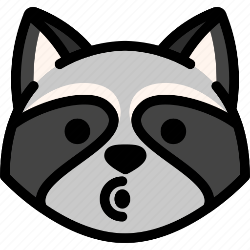Blowing, emoji, emotion, expression, face, feeling, raccoon icon - Download on Iconfinder