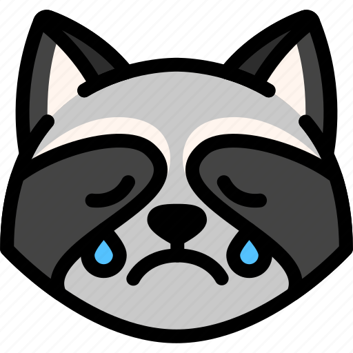 Cry, emoji, emotion, expression, face, feeling, raccoon icon - Download on Iconfinder