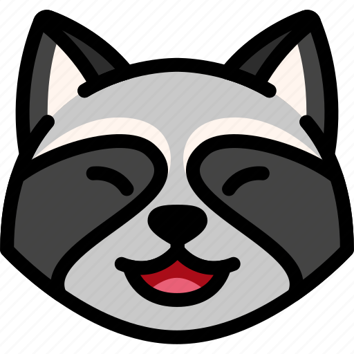 Emoji, emotion, expression, face, feeling, laughing, raccoon icon - Download on Iconfinder