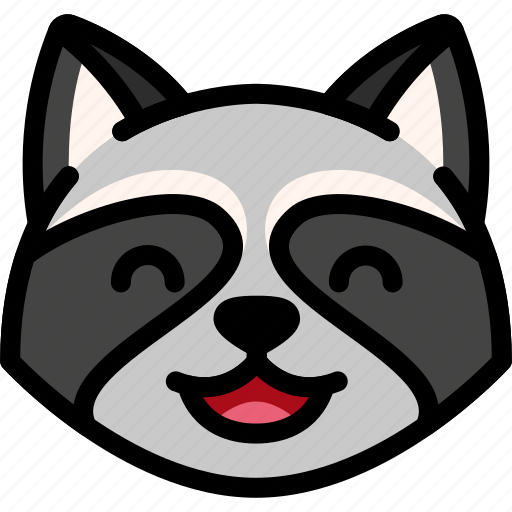 Emoji, emotion, expression, face, feeling, laughing, raccoon icon - Download on Iconfinder