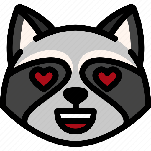 Emoji, emotion, expression, face, feeling, love, raccoon icon - Download on Iconfinder