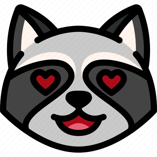 Emoji, emotion, expression, face, feeling, love, raccoon icon - Download on Iconfinder