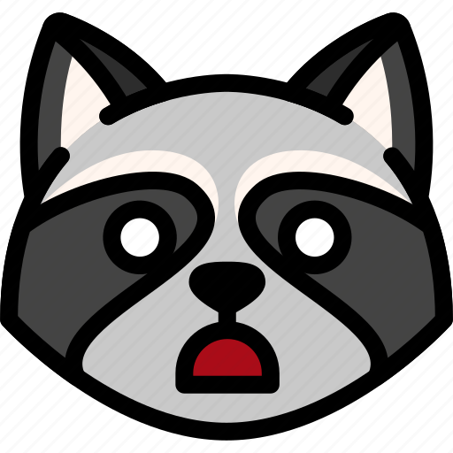 Emoji, emotion, expression, face, feeling, raccoon, shocked icon - Download on Iconfinder