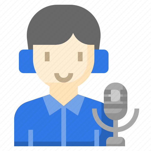 Broadcaster, microphone, professions, man, news, report icon - Download on Iconfinder