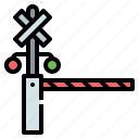 barrier, level, crossing, traffic, light, transportion, railroad, gate, train