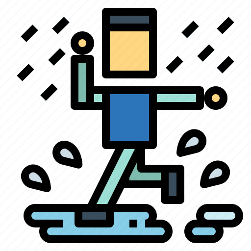 Funny, in, kids, playing, rain, rainy, the icon - Download on Iconfinder