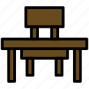chair, furniture, school, school facility, study, table