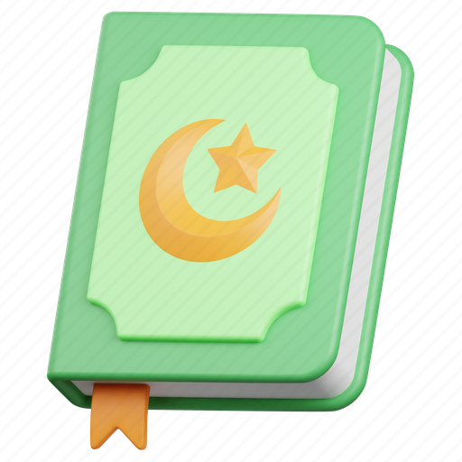 Quran, book, holy, islam, muslim, arabic, reading 3D illustration - Download on Iconfinder