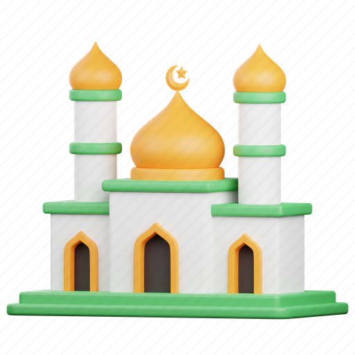 Mosque, dome, minaret, islam, muslim, pray, building 3D illustration - Download on Iconfinder