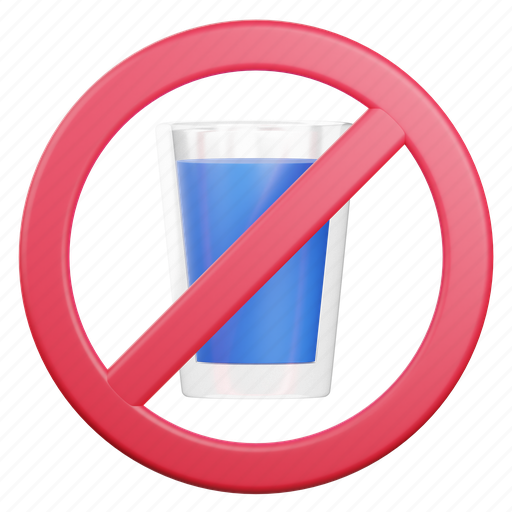 No drink, no drinks, no drinking, no water, fasting, water glass, ramadan 3D illustration - Download on Iconfinder