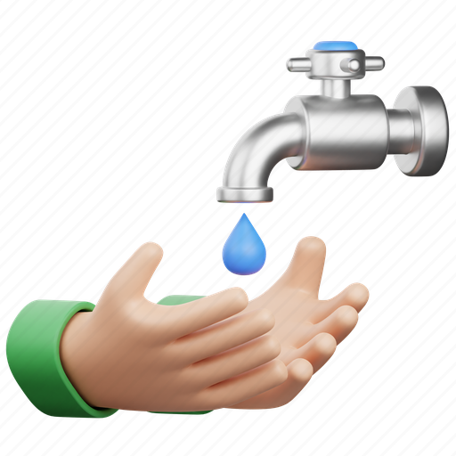 Washing, wash, cleaning, hand, faucet, tap water, wudhu 3D illustration - Download on Iconfinder