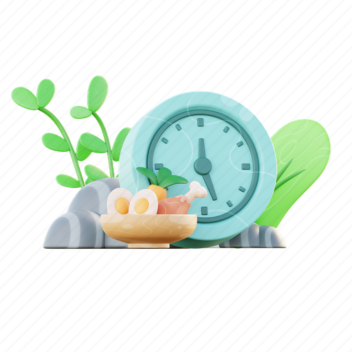 Eating, time, cooking, schedule, alarm, ramadan 3D illustration - Download on Iconfinder