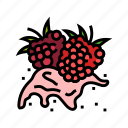 splash, raspberry, fruit, berry, red, food
