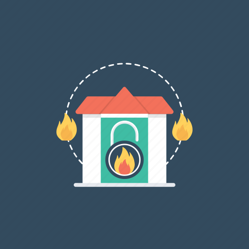 Burning house, damage covering, fire insurance, house insurance, property insurance icon - Download on Iconfinder