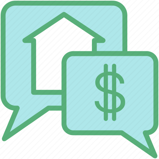 Chat bubble, dollar, house, property, property talk icon - Download on Iconfinder