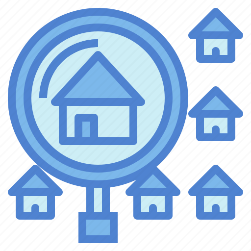 Estate, glass, house, magnifying, real, search icon - Download on Iconfinder
