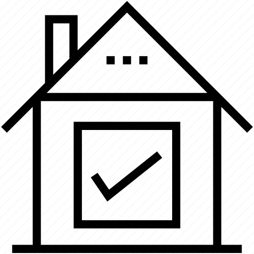 Check mark, home construction, house, house checked, real estate icon - Download on Iconfinder