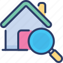 explore, find, home, house, magnifier, search, viewing