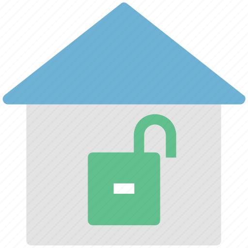 Home, lock, open, real, sign, unlocked, unlocked building icon - Download on Iconfinder