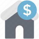 dollar, dollar sign, home, house, property, property value