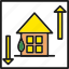arrow, home, house, increase, price 
