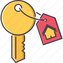 badge, estate, house, key, real, realtor