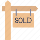 signboard, sign, hanging, sold