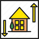 arrow, home, house, increase, price