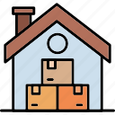 storage, box, cardboard, self, warehouse
