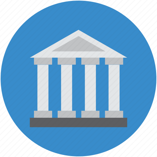 Bank building, building columns, building exterior, court building, real estate icon - Download on Iconfinder
