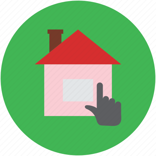 Finger touch, hand gesture, house, house searching, online property, pointing icon - Download on Iconfinder