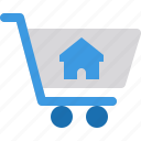 buy, shopping, cart, house, business, shop 