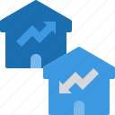house, home, price, arrow, up, down 