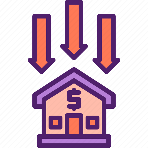 House, home, price, down icon - Download on Iconfinder