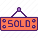 sold, hang, door, sign 