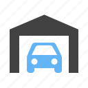 automobile, car, garage, parking, shutter, vehicle