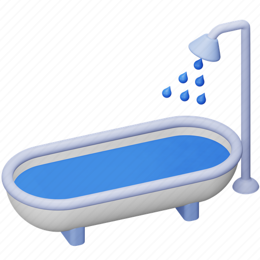 Bathroom, real, estate, bathtub, furniture, household, shower 3D illustration - Download on Iconfinder
