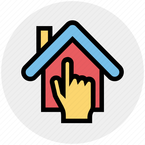 Apartment, finger, hand, home, house, property, real estate icon - Download on Iconfinder