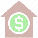 apartment, dollar, dollar sign, home, house, property, real estate