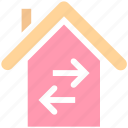 apartment, arrows, home, house, property, real estate, right and left arrows