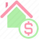 apartment, dollar, dollar sign, home, house, property, real estate