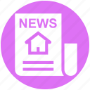 building, home, house, newspaper, paper, property, real estate