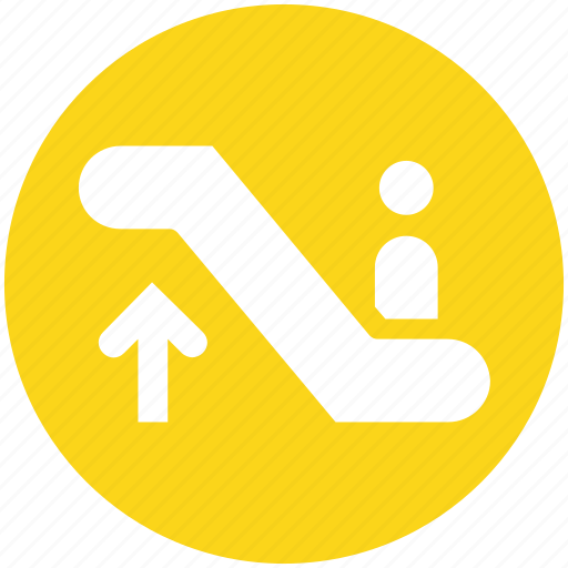 Electric stairs, escalator, escalator moving, going up, man on escalator, silhouette, staircase icon - Download on Iconfinder